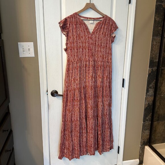 Sweet Magnolia | XXL Short Sleeve Tiered Maxi Dress Viscose Lined Boho Peasant - Picture 2 of 12